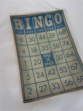 Vintage Bingo Card Decorative Tray - Blue & Cream